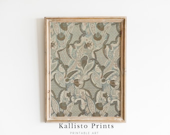 Impresión botánica floral antigua / Arte mural rústico estilo cottagecore (descarga digital)