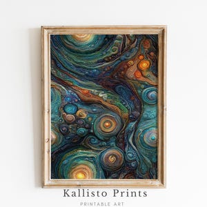 Abstracte Galaxy Art Print, kosmische werveling muur decor, digitale ruimte schilderij, poster Starry Night Universe, psychedelisch hemels kunstwerk, 916
