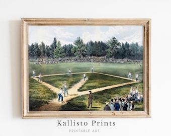 Vintage honkbalspelillustratie | Antieke sportkunst (digitale download)