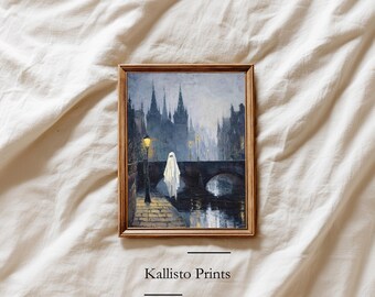 Gothic Geist auf Brücke Print - Stimmungsvoller Halloween Kunstdruck (Digitaler Download)