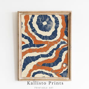 Abstract Geode Digital Print, Modern Wall Art, Blue and Orange Earth Tones, Textured Agate Pattern, Minimalist Decor, Instant Download