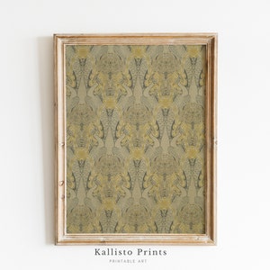 Art Nouveau Pattern Print | Vintage Green and Yellow Botanical Wall Art | Antique Style Decor | Printable Home Accent/AST155