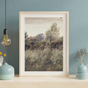Impressionist Meadow Landscape Art Print | Rustic Garden View (Digital Download) image 6