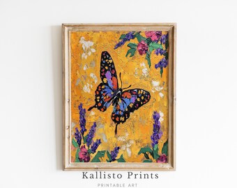 Butterfly Floral Art Print | Botanical Wall Decor (Digital Download)