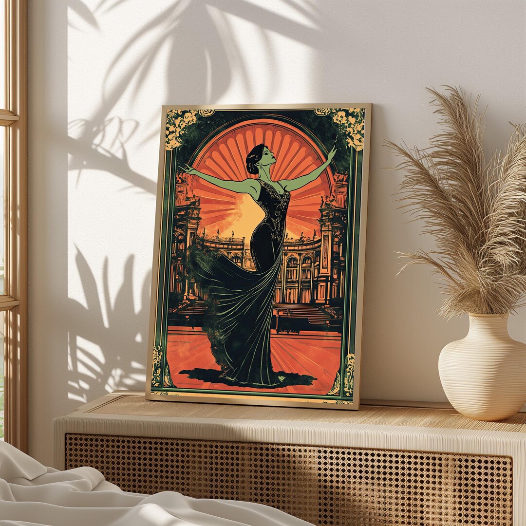 Art Deco Woman in Black Gown Print – Elegant Retro Wall Art (digital ...