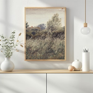 Impressionist Meadow Landscape Art Print | Rustic Garden View (Digital Download) image 7