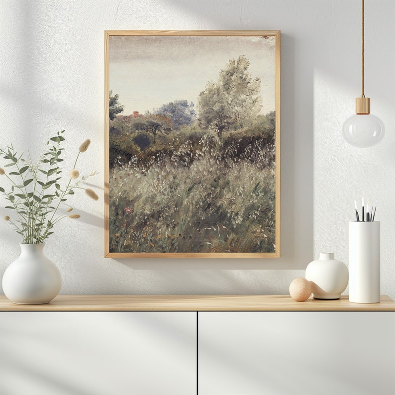 Impressionist Meadow Landscape Art Print | Rustic Garden View (Digital Download) image 7