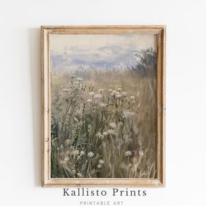 Rustic Wildflower Art Print, Vintage Botanical Wall Decor, Neutral Nature Print, Cottagecore Floral Painting, Aesthetic Gift For Her, 988