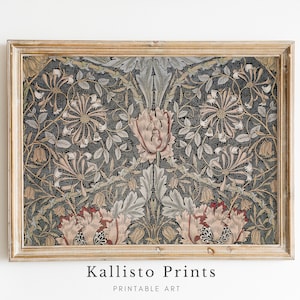 Vintage Textile Art Print | Antique Floral Botanical Print | Vintage Botanical Wall Art | Intricate Cottagecore Decor AST159