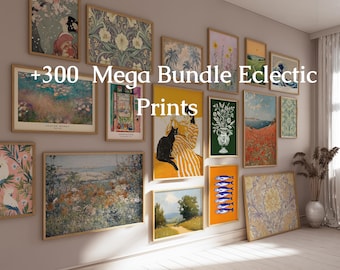 300 Eclectic Printable Wall Art Bundle | Floral, William Morris Patterns, Famous Artists, Animals & Illustrations  Mega Wall Art