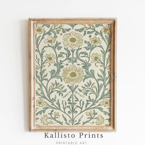 Artful Pattern Wall Art |Antique White Floral Print | Vintage Botanical Wall Art | Cottagecore Home Decor for Farmhouse/548