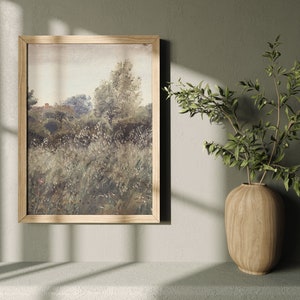 Impressionist Meadow Landscape Art Print | Rustic Garden View (Digital Download) image 4