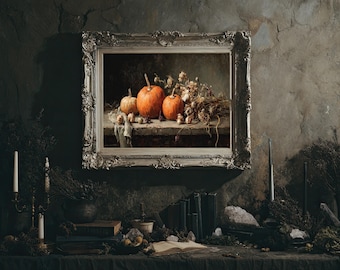 Rustic Pumpkin Still Life Art Print – Vintage Fall Decor (Digital Download)
