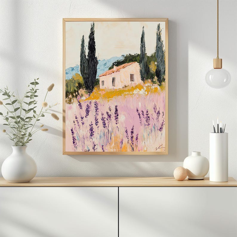 Provence Lavender Field Print, French Cottage Impressionist Art (Digital Download) image 8