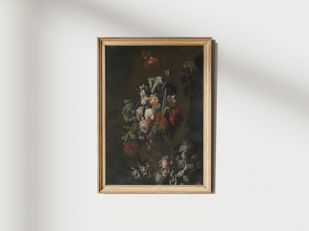Vintage Moody Floral Wall Art Dark Floral Art Prints Flowers Bouquet ...