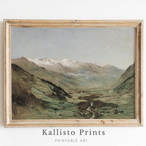 Alpine Valley Splendor - Stampa di paesaggi montani maestosi, arte murale di paesaggi alpini d'epoca/209