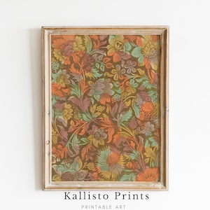 Artful Vintage Pattern Print | Bold Botanical Wall Art | Cottagecore Antique Style Decor | Printable Rustic Art for Home/154