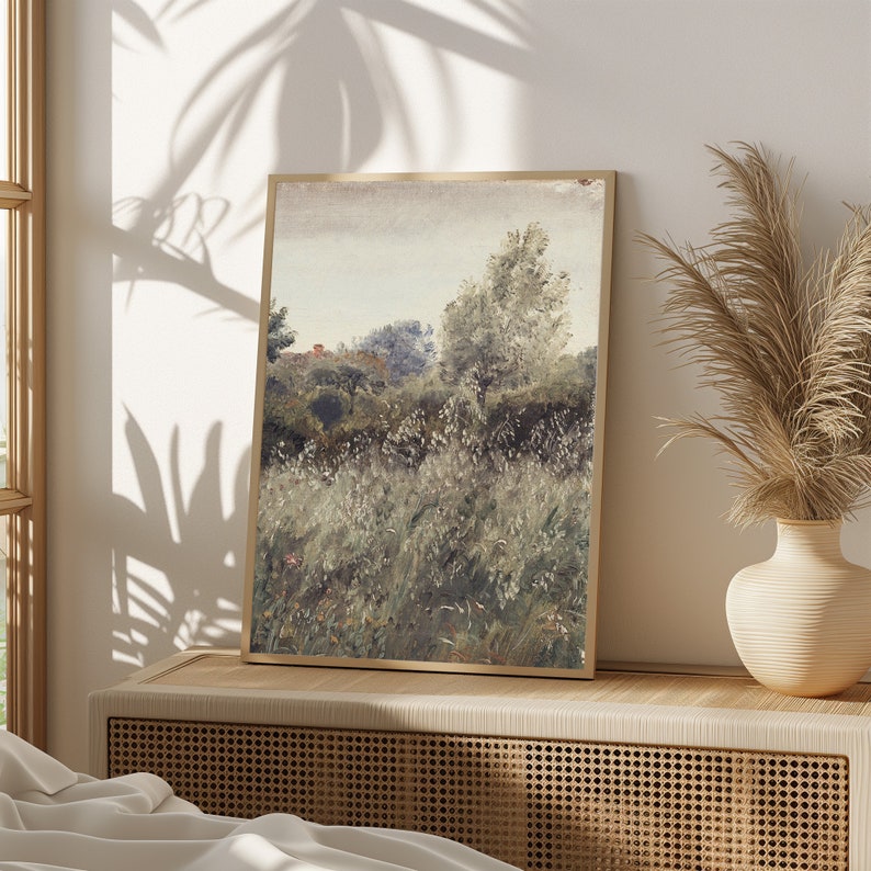 Impressionist Meadow Landscape Art Print | Rustic Garden View (Digital Download) image 8
