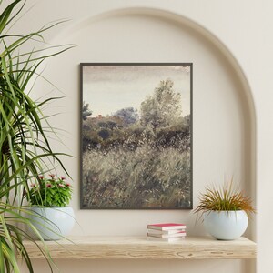 Impressionist Meadow Landscape Art Print | Rustic Garden View (Digital Download) image 9
