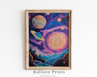 Cosmic Galaxy Art Print | Abstract Space Landscape (Digital Download)