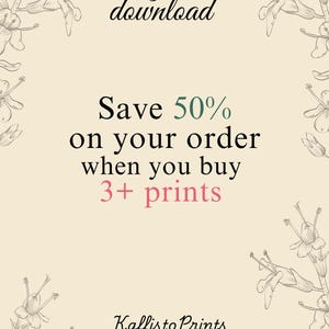 a white background with black and pink flowers and the words save 50 % on your