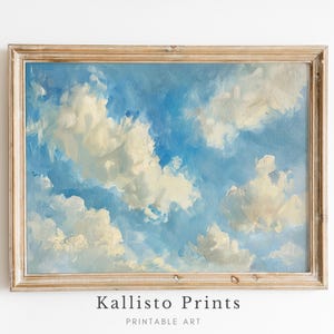 Druckbare Wolkengebilde Himmel Wandkunst - Ölgemälde digitaler Download, Minimalistische verträumte Wolke Dekor, ruhige Natur Kunstwerk-1150