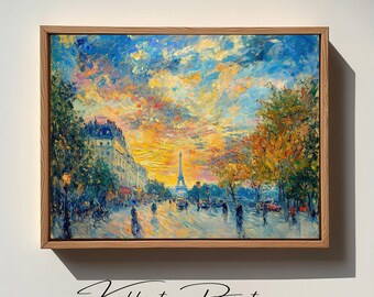 Eiffel Tower Sunset | Paris Impressionist Painting (Digital Download)