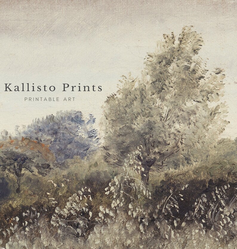Impressionist Meadow Landscape Art Print | Rustic Garden View (Digital Download) image 2