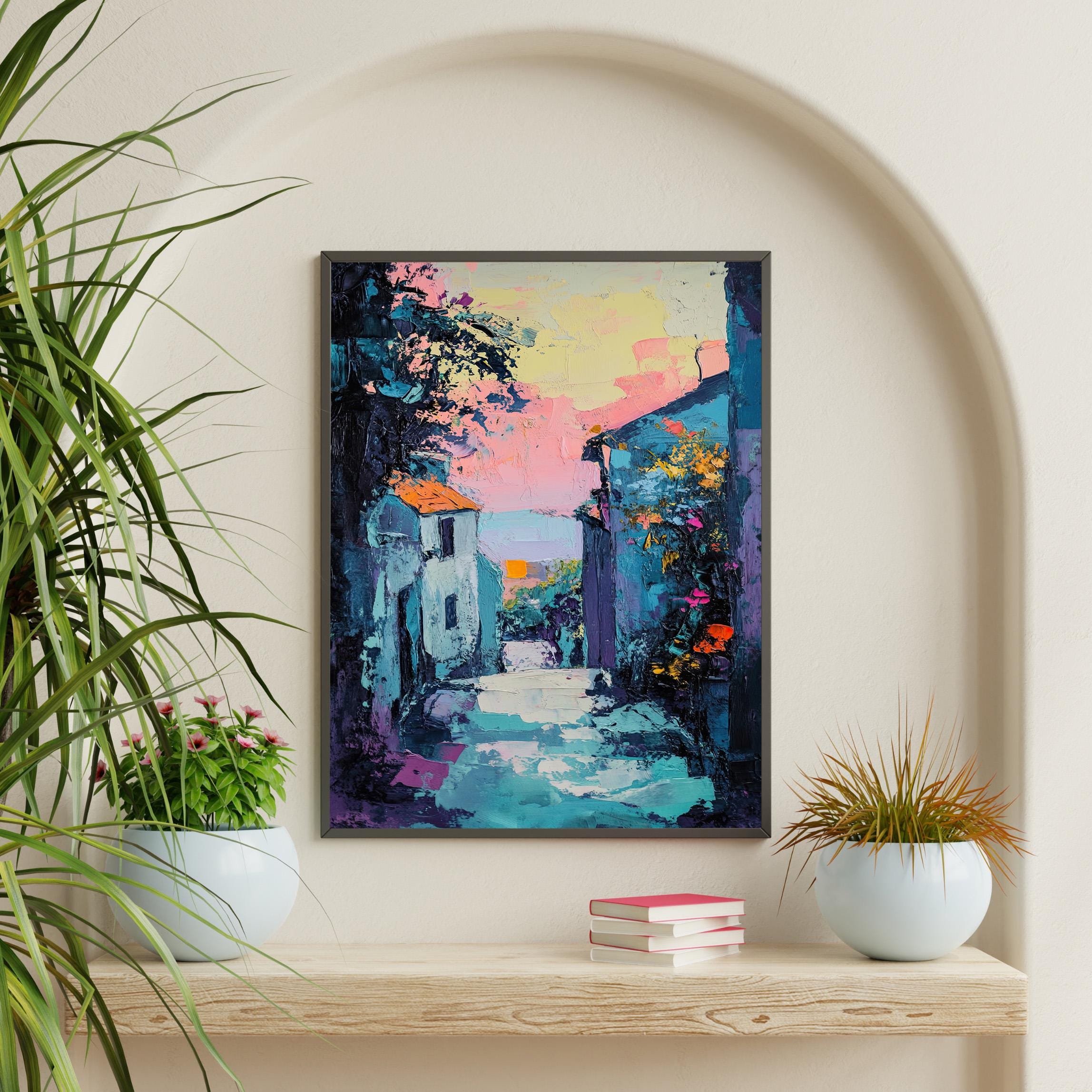 サンセット アレイウェイ ウォール アート - 鮮やかなテクスチャの絵画