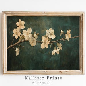 Cherry Blossom Art Print, Japanese Floral Wall Decor, Elegant Botanical Painting, Minimalist Nature Poster, Neutral Floral Artwork 1113