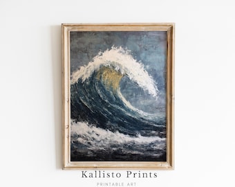 Textured Ocean Wave Print – Moody Coastal Wall Art (Digital Download)