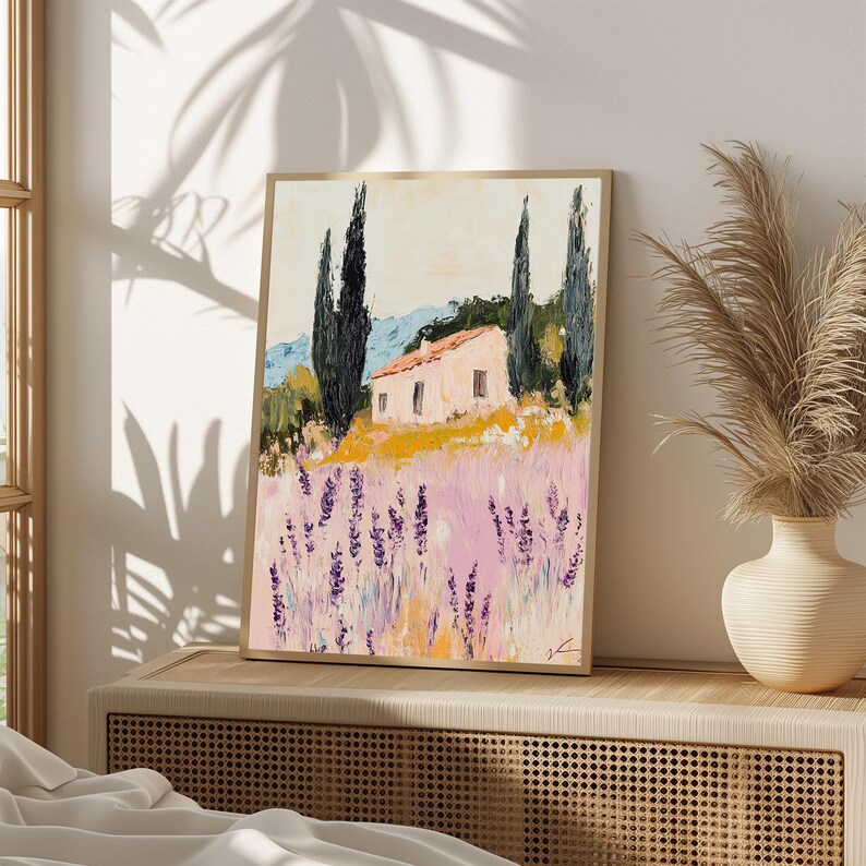 Provence Lavender Field Print, French Cottage Impressionist Art (Digital Download) image 2