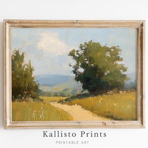 Peaceful Countryside Path Art Print - Impressionist Rural Landscape Wall Decor | Nature-Inspired Artwork/776