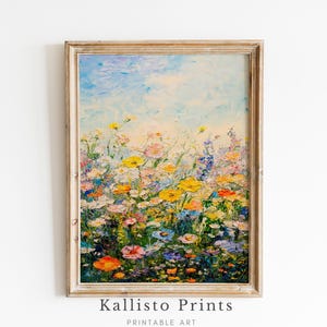 Wildflower Meadow Wall Art | Impressionist Floral Printable | Bright Nature-Inspired Decor | Digital Artwork/704