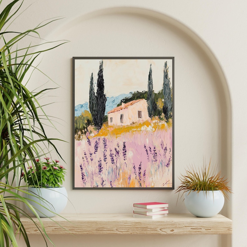 Provence Lavender Field Print, French Cottage Impressionist Art (Digital Download) image 7