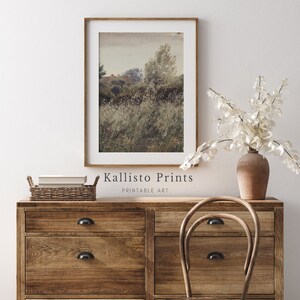 Impressionist Meadow Landscape Art Print | Rustic Garden View (Digital Download) image 3