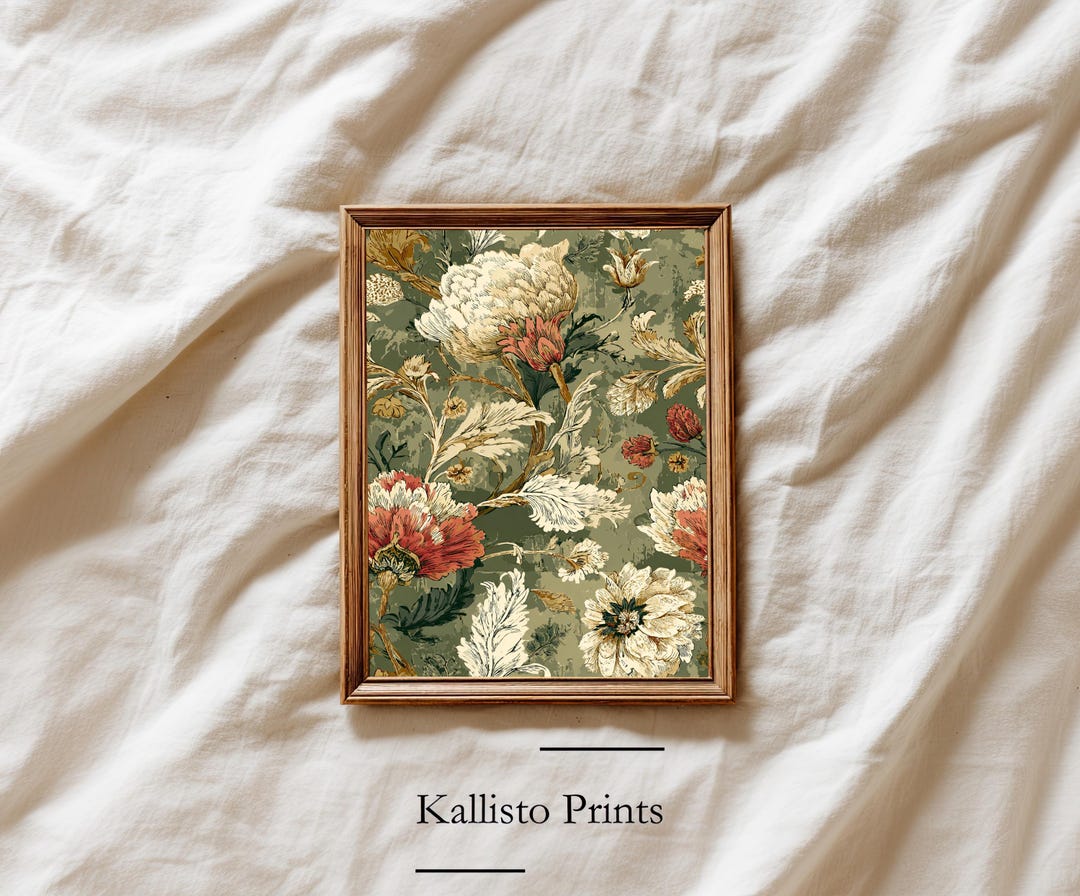 Vintage Peony Botanical Print, Rustic Floral Wall Art (digital Download ...