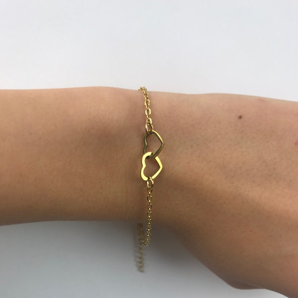 Bonded hearts bracelet