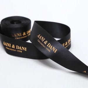 Cinta de satén negra personalizada de 15-25 mm, cinta con logotipo, cinta de marca corporativa, cinta personalizada, cinta para envolver regalos, cinta para funerales