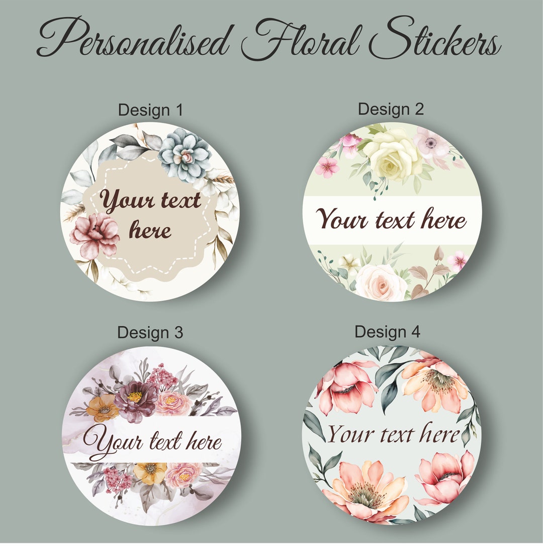 Personalised Floral Stickers, Custom Flower Stickers, Stickers With ...