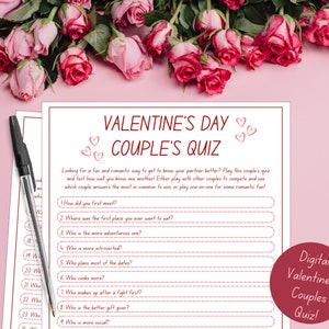 Quizspel Valentijnsdag | Afdrukbaar Valentijnsdagspel | PDF Valentijnsspel voor stelletjes voor volwassenen