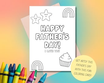 Printable Fathers Day Coloring Card | DIY Kids Craft (PDF)