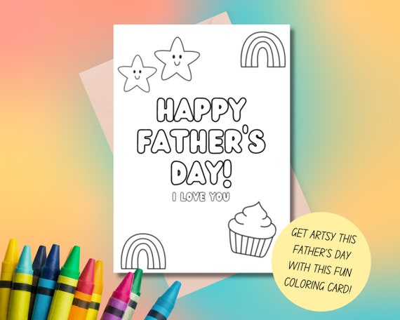Printable Fathers Day Coloring Card | DIY Kids Craft (PDF)