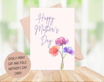 PRINTABLE Mother's Day Card | Mothers Day Card Instant Download |  Happy Mothers Day Card | Digital Mothers Day Card