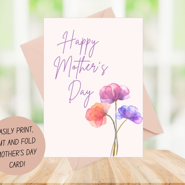 PRINTABLE Mother's Day Card | Mothers Day Card Instant Download |  Happy Mothers Day Card | Digital Mothers Day Card