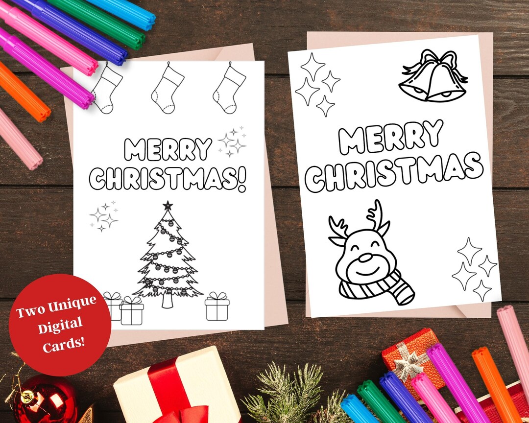 PRINTABLE Coloring Holiday Christmas Cards | PDF Christmas Cards ...