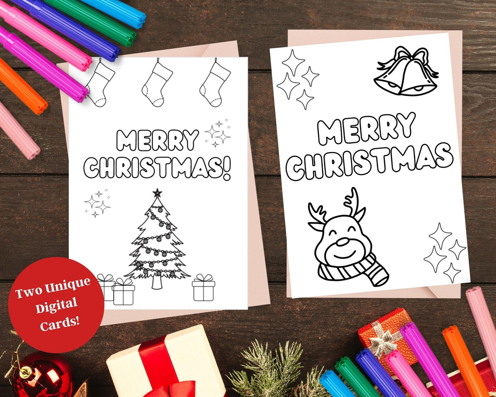 PRINTABLE Coloring Holiday Christmas Cards PDF Christmas Cards Color