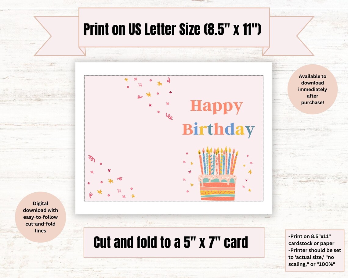 PRINTABLE Birthday Greeting Card Birthday Printable Card Digital ...