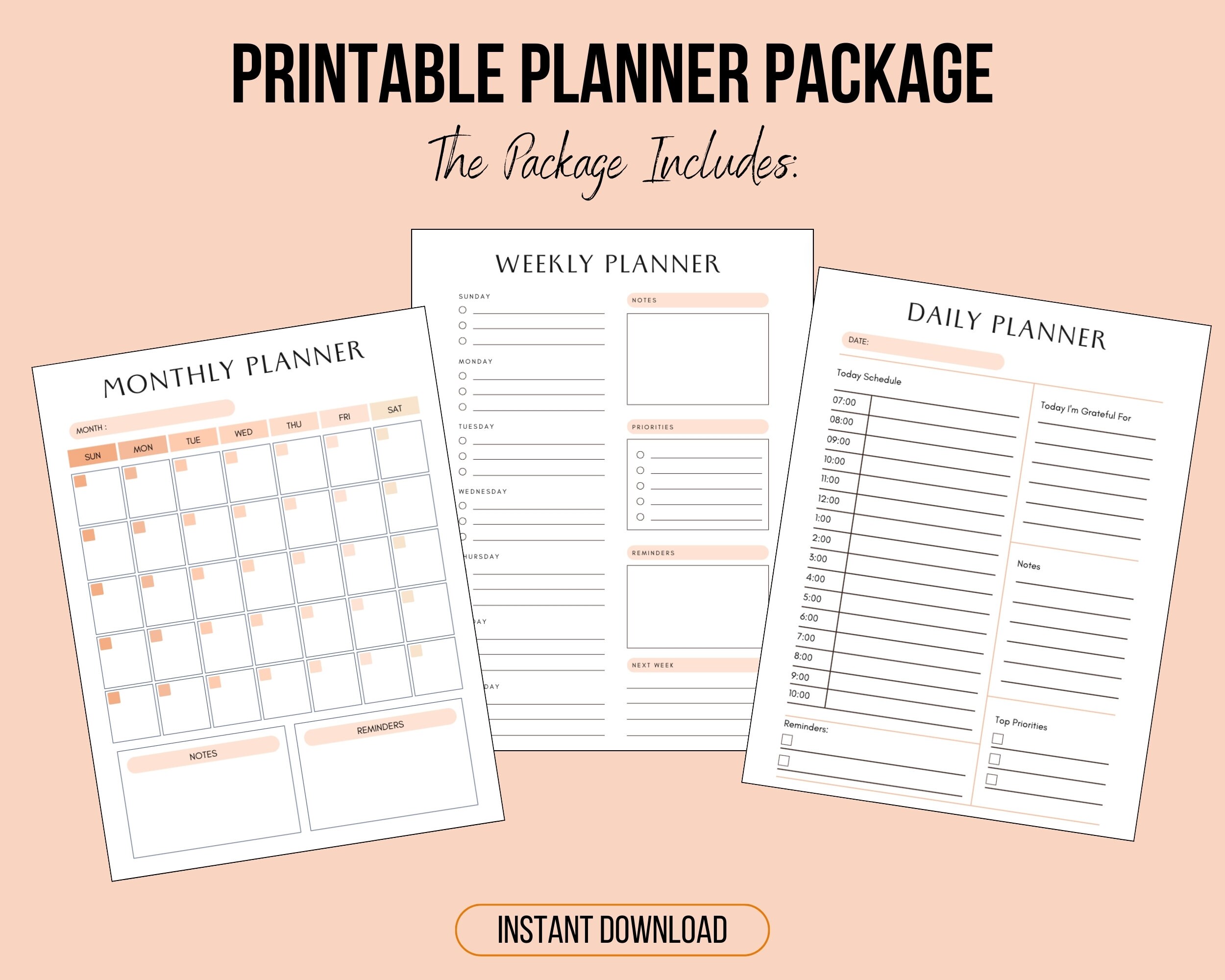 A4 Letter Size Printable Planner Digital Monthly, Weekly, Daily Planner ...