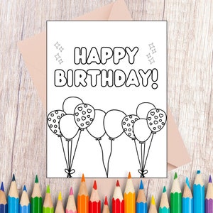 DRUCKBARE alles Gute zum Geburtstag Malseite Karte | Geburtstagskarte |  Geburtstagskarte selber färben | DIY Druck & Farbe | PDF Malvorlage